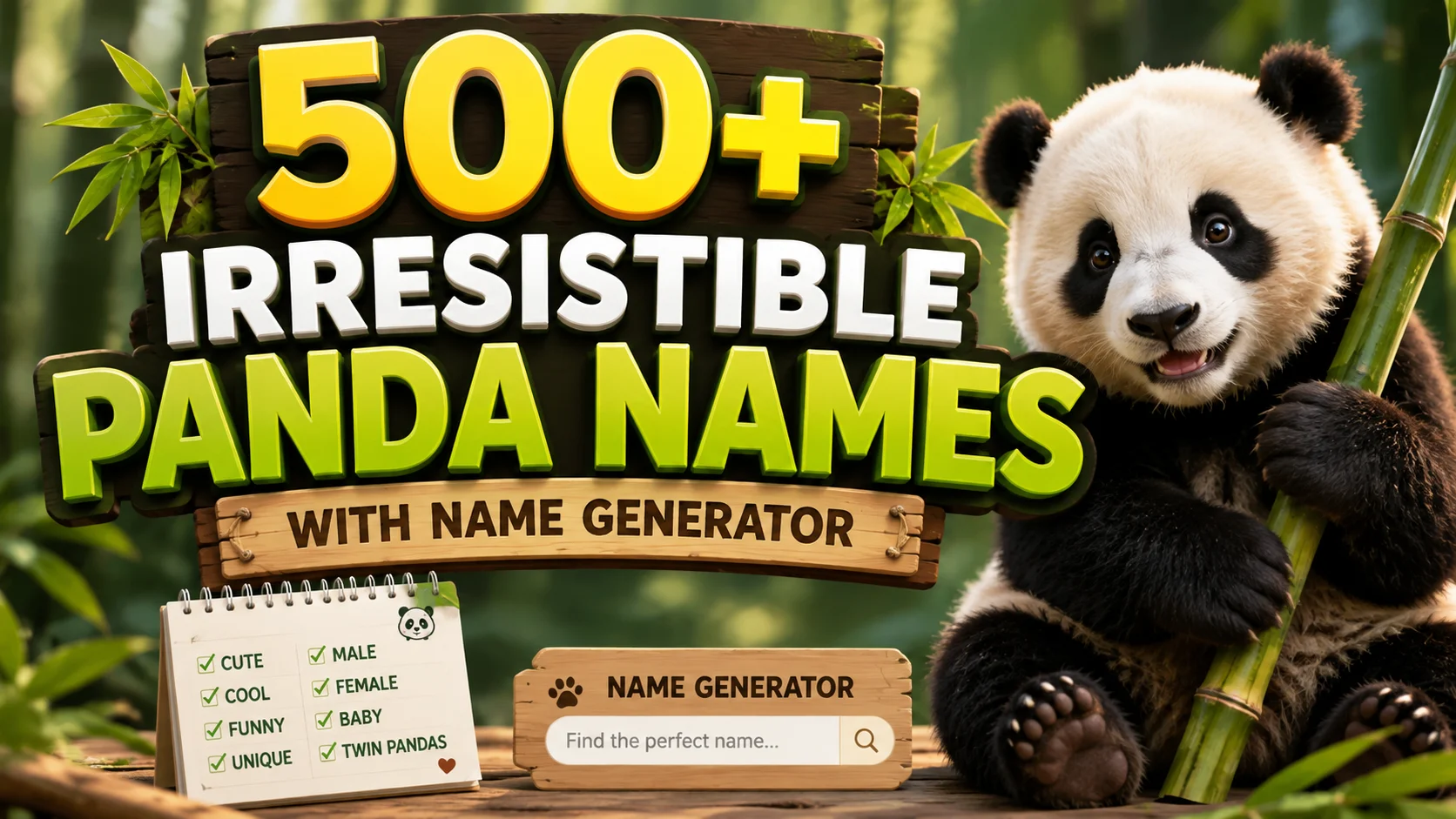 Irresistible Panda Names with laugh clouds